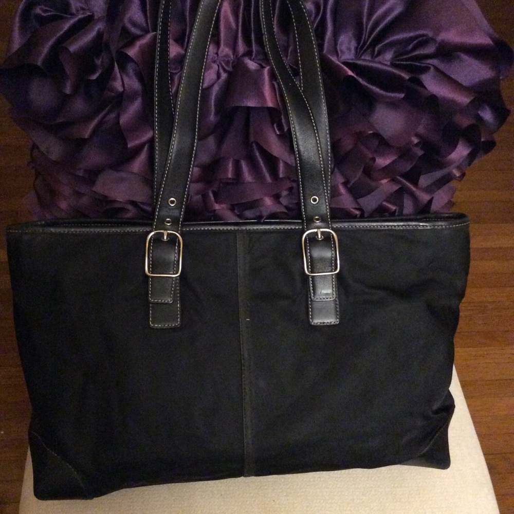 Vintage Coach nylon trimmed in leather tote
